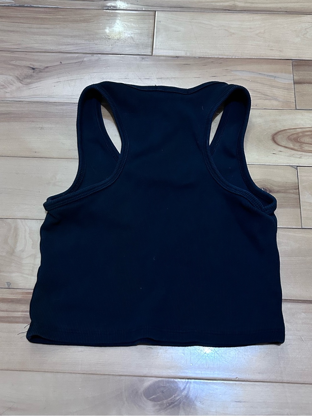 Essentials Black Ribbed Crop Tank Top - Picture 4 of 5